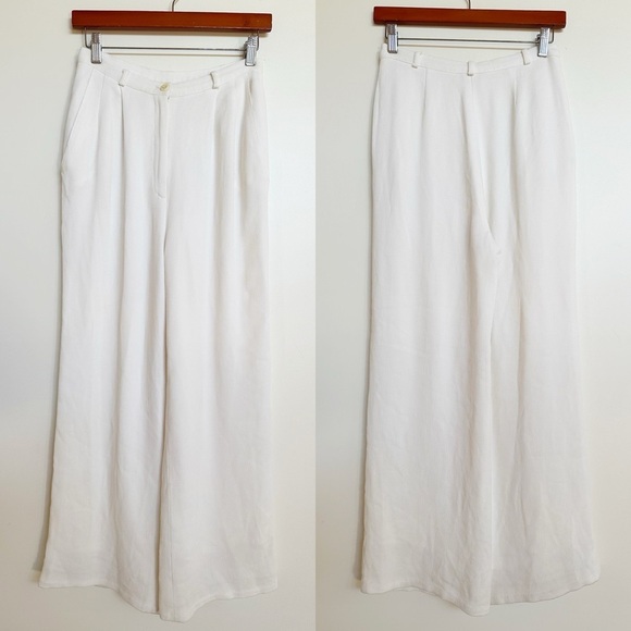 Oscar De La Renta Vintage White Ribbed Trouser Pants Size 6 - Picture 1 of 11